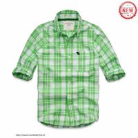 heren abercrombie fitch plaid lang overhemd moose logo wit lichtgroen Stopcontact i9h6b604